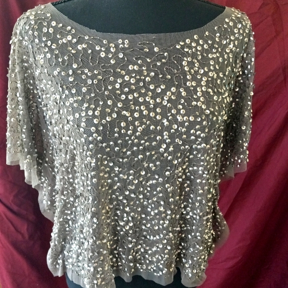 NÜ Denmark wide neck Gray sequin pullover top (everything must go!moving sale) - Picture 1 of 5